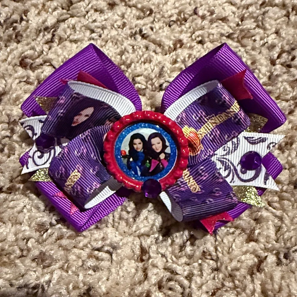 Descendants girls headband and custom made bow hair clip